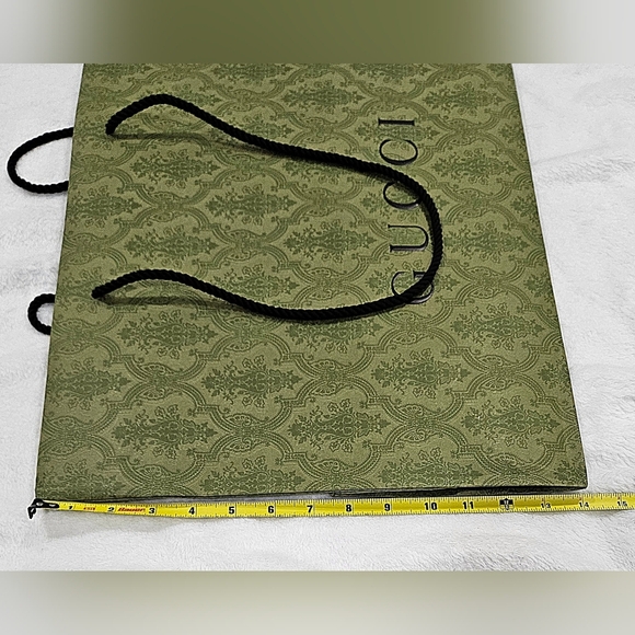 XL Huge Authentic GUCCI Empty Green Logo Textured Paper Gift Shopping Bag Tote - Picture 11 of 12